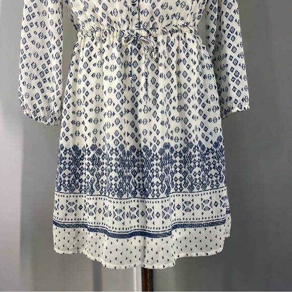 Japa Women's Blue White Dress Size Large  Peasant Boho - Picture 3 of 10
